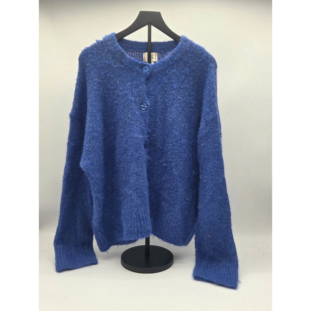 BDG Urban Outfitters Blue Fuzzy Button Cardigan L/G Wool Blend 101-834 [FLAWED]